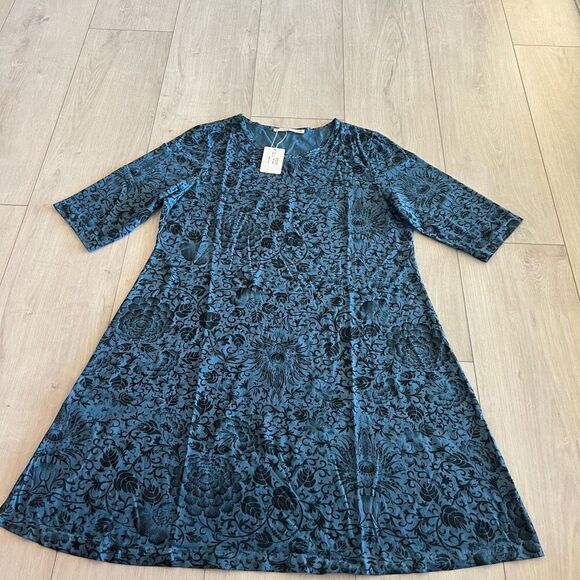 Peruvian Connection Mum Vine Dress Color: Bluestone size XL - Picture 1 of 10